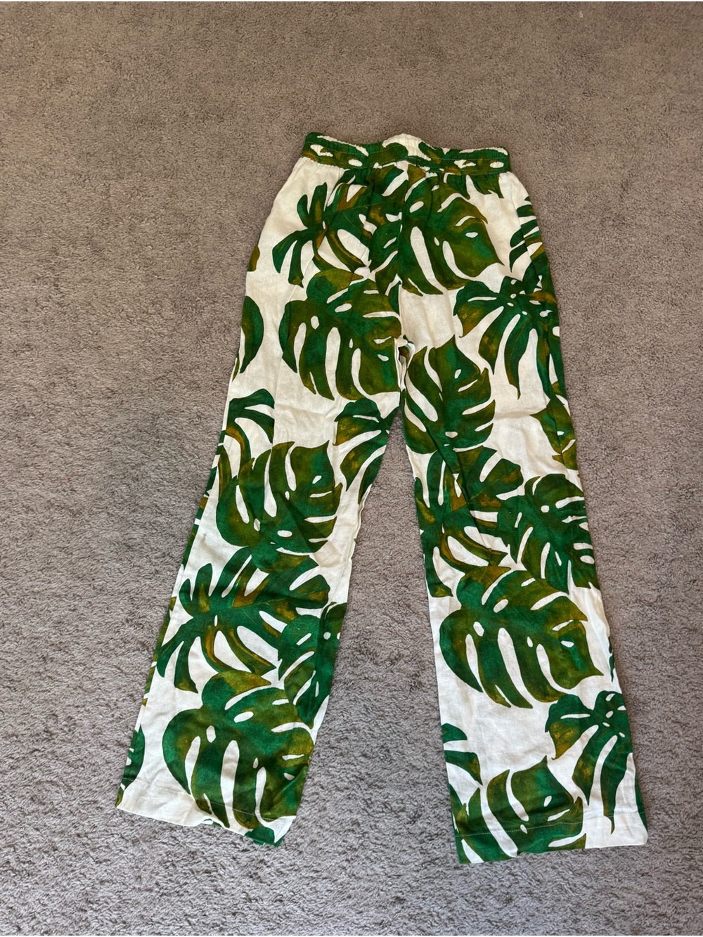 Joie Green & White Tropical Drawstring Pants - Picture 2 of 3
